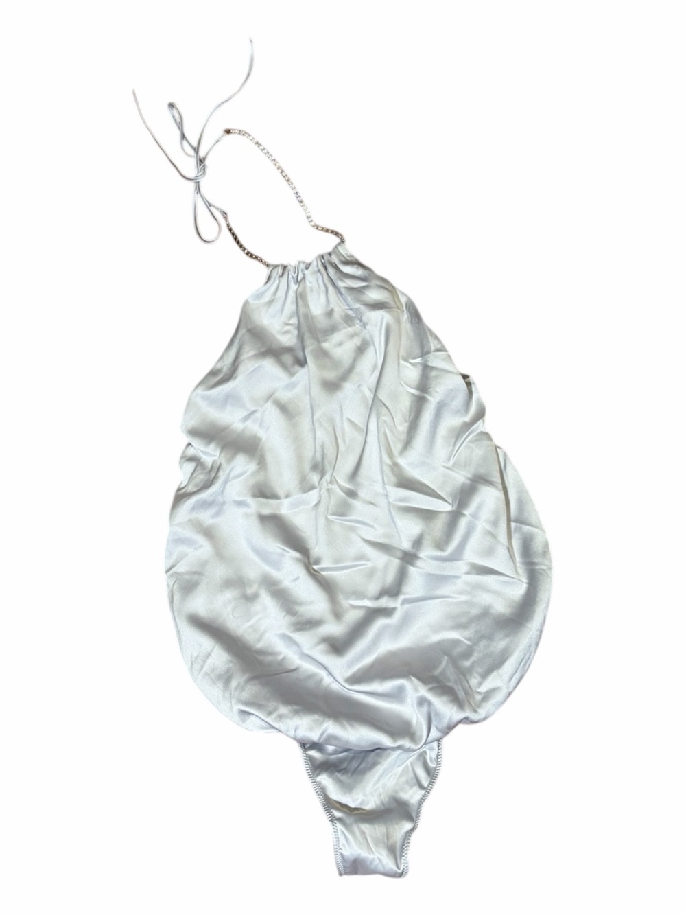 Victoria's Secret Shiny Silver Halter One-Piece